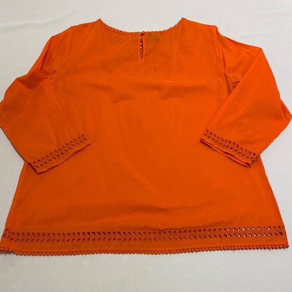 TALBOTS Embroidered Orange Cotton Blouse, M - Picture 4 of 4